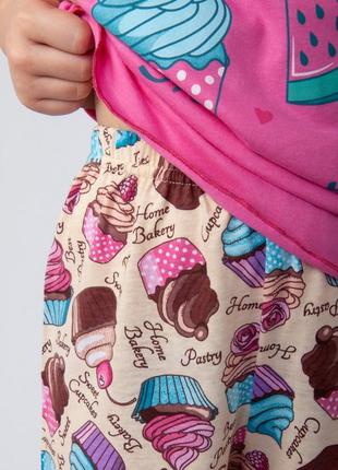 Летняя яркая легкая пижама майка и шорты зайка, пижама зайчик для девочки, логовая пижама с зайкой для девчонки3 фото