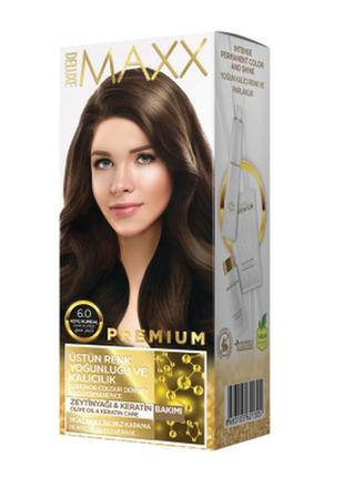 Фарба для волосся maxx deluxe 6.0 темно-русявий, 50 мл+50 мл+10 мл
