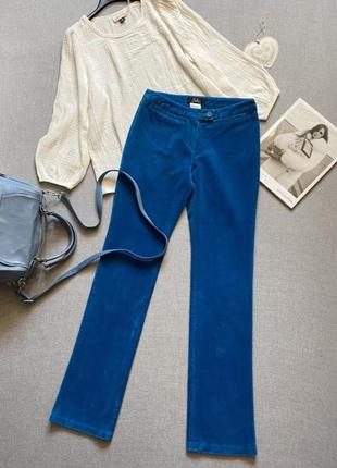 Сине-голубые вельветовые брюки клеш расширенные sally's6 фото