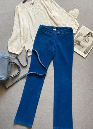 Сине-голубые вельветовые брюки клеш расширенные sally's1 фото