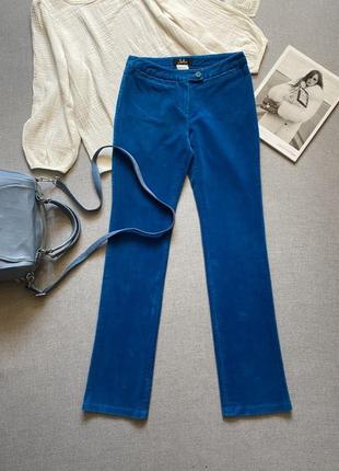 Сине-голубые вельветовые брюки клеш расширенные sally's2 фото