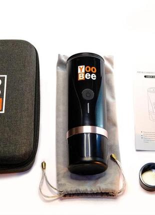 Портативна кавоварка на акумуляторі, капсульна кавоварка з акумулятором yoobee (чорний)