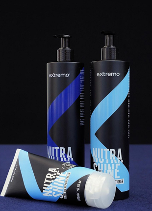 Набір для делікатного очищення та живлення волосся extremo nutra shine: шампунь, кондиціонер, крем1 фото