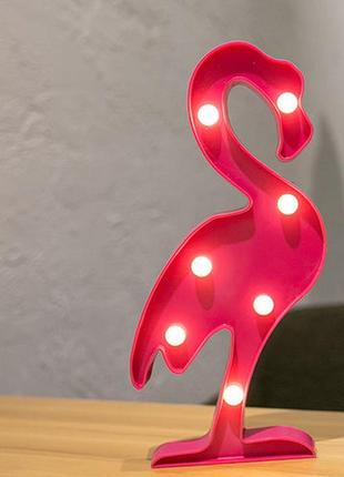 Декоративний настільний світлодіодний світильник нічник toys lamp фламінго 3d рожевий на батарейках6 фото