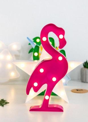Декоративний настільний світлодіодний світильник нічник toys lamp фламінго 3d рожевий на батарейках4 фото