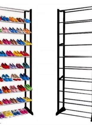 Органайзер для 30 пар обуви 10 полок amazing shoe rack black черная