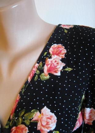 Натуральная блуза в горошек и цветочный принт5 фото