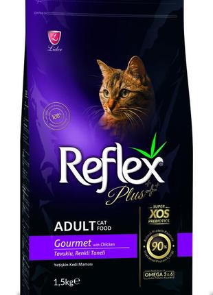 Reflex plus сухий корм для котів gourmet з куркою 1.5 кг