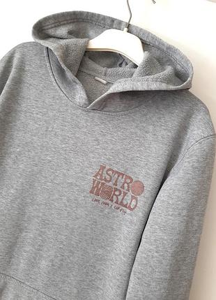 Astroworld америка худи трикотажна + нюанс, толстовка з капюшоном сіра чоловіча утеплена флісом s-m
