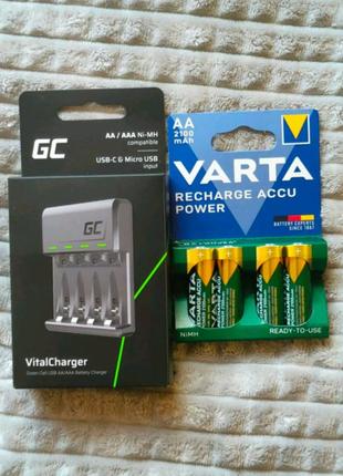 Комплект зарядка+акамуляторні батарейки аа varta 2100mah1 фото