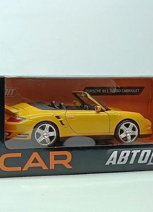 Машинка автосвітло "porsche 911 turbo cabriolet" 1:24 жовта ap-19324 фото