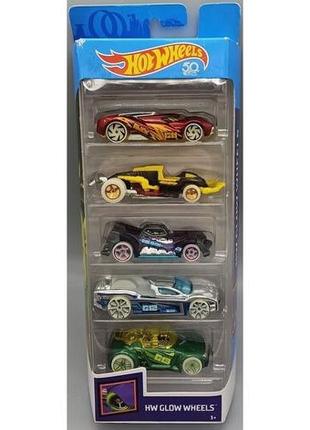 Набор из 5-ти машинок hot wheels - 5-pack - 2018 glow wheels gift pack - fkt66