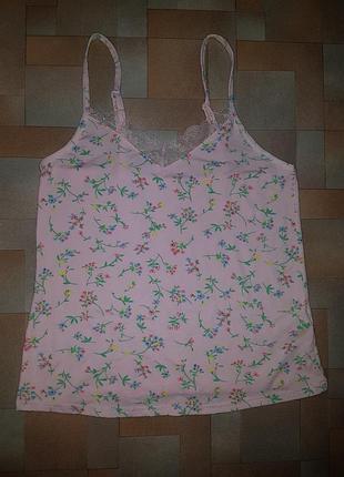 Мягкая яркая майка микрофибра с кружевом primark 2xs размер