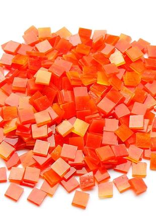 Набір шматочків мозаїки слюда форма квадрат 200 грам 1*1 см 280 штук колір кавуново-червоний