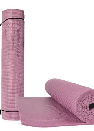 Килимок для йоги та фітнесу powerplay 4010 pvc yoga mat рожевий (173x61x0.6)