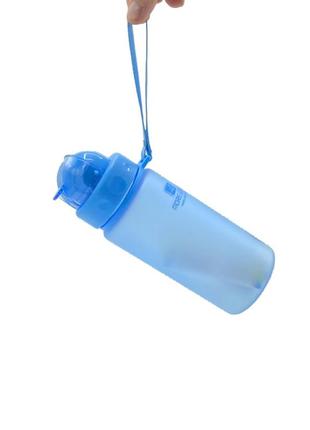 Пляшка для води casno 400 мл mx-5028 more love блакитна з соломинкою4 фото