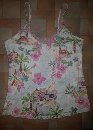 Мягкая яркая майка микрофибра с кружевом primark 2xs размер