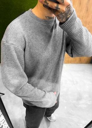 Вязанный свитер мужской серый мужской свитшот на каждый день,осенние мужские свитера однотонные1 фото