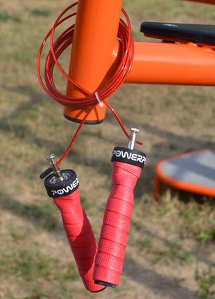 Скакалка швидкісна на підшипниках powerplay 4208 fitness jump rope червона (3m.)4 фото