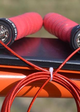 Скакалка швидкісна на підшипниках powerplay 4208 fitness jump rope червона (3m.)7 фото