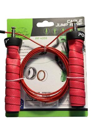 Скакалка швидкісна на підшипниках powerplay 4208 fitness jump rope червона (3m.)10 фото