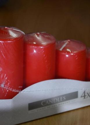 Набір свічок 4 шт. циліндр червоні (sw50/4-030)6 фото