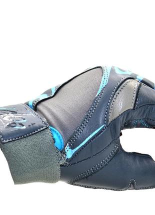 Рукавички для фітнесу madmax mfg-921 voodoo mid grey/light blue s2 фото