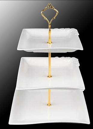 Фруктівниця порцеляна 3 яруси "edge" 7"-8"-10"