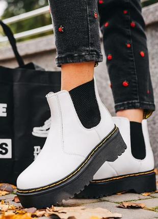 Dr.martens 2976 chelsea “white” хутро ботинки женские мартенсы