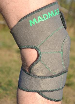 Наколінник madmax mfa-295 zahoprene universal knee support dark grey/green (1шт.)7 фото