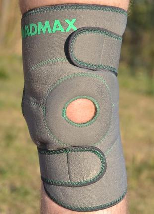 Наколінник madmax mfa-295 zahoprene universal knee support dark grey/green (1шт.)5 фото
