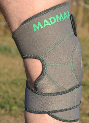 Наколінник madmax mfa-295 zahoprene universal knee support dark grey/green (1шт.)8 фото