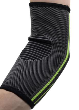 Компресійний налокітник madmax mfa-283 3d compressive elbow support dark grey/neon green (1шт.) l3 фото