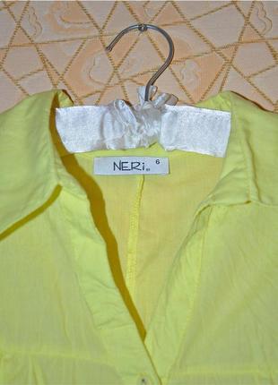 👚☀летняя блузка цвета канарки из хлопковой жатки тм 'neri' р-р 6, 52-54492 фото