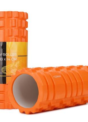 Массажный ролик cornix eva 33 x 14 см (валик, роллер) xr-0033 orange