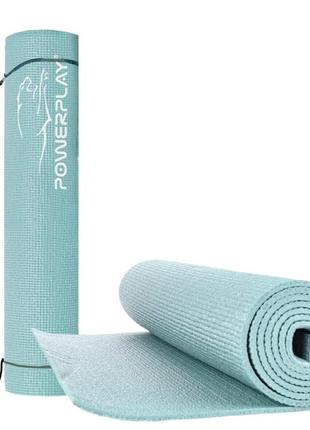 Килимок для йоги та фітнесу powerplay 4010 pvc yoga mat м'ятний (173x61x0.6)