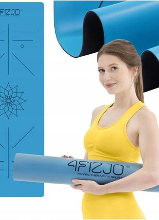 Килимок (мат) спортивний 4fizjo pu 183 x 68 x 0.4 см для йоги та фітнесу 4fj0588 blue1 фото