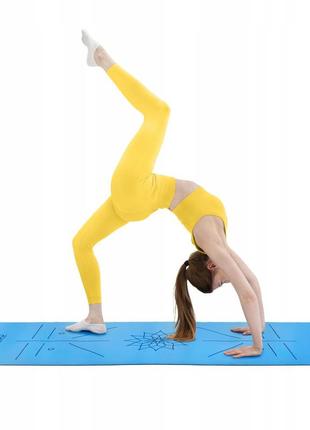 Коврик (мат) спортивный 4fizjo pu 183 x 68 x 0.4 см для йоги и фитнеса 4fj0588 blue5 фото