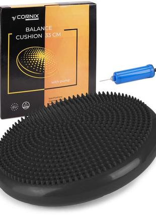 Балансировочная подушка-диск cornix 33 см (сенсомоторная) массажная xr-0052 black