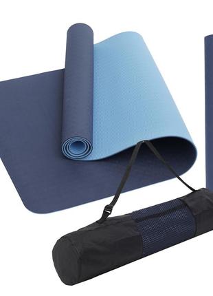 Килимок (мат) спортивний sportvida tpe 183 x 61 x 0.4 см для йоги та фітнесу sv-ez0053 blue/sky blue