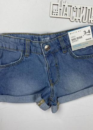 Новые шорты джинс девочка 98-104см/3-4р primark светлые1 фото