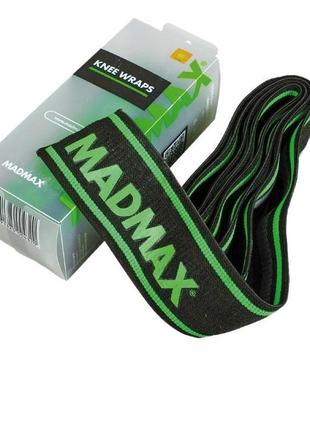 Бинти на коліна madmax mfa-299 non slide & slip knee wraps 2.0m black/green1 фото