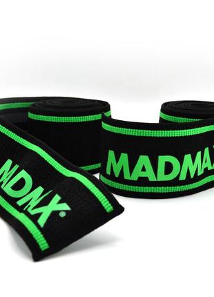 Бинти на коліна madmax mfa-299 non slide & slip knee wraps 2.0m black/green7 фото
