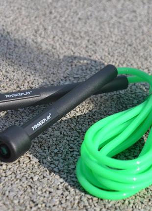 Скакалка powerplay 4201 basic jump rope зелена (2,8m.)5 фото