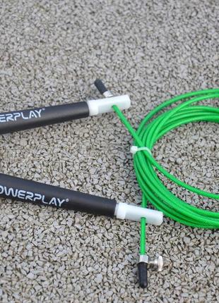 Скакалка швидкісна powerplay 4202 ultra speed rope зелена (2,9m.)10 фото