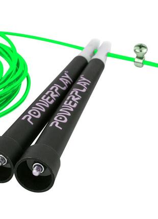 Скакалка швидкісна powerplay 4202 ultra speed rope зелена (2,9m.)3 фото