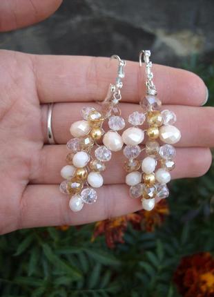 Серьги для невесты, свадебное украшение, свадебные серьги, сережки