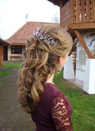 Свадебное украшение для волос, украшение для невесты, гребешок для волос, веточка на свадьбу2 фото
