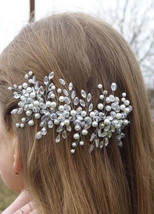 Свадебное украшение для волос, украшение для невесты, украшение для волос, гребень4 фото