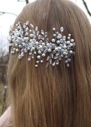 Свадебное украшение для волос, украшение для невесты, украшение для волос, гребень2 фото